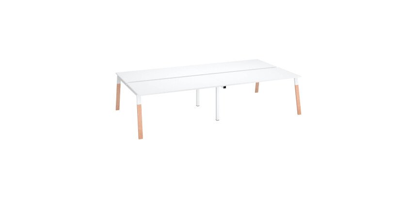 Pôle de 4 bureaux droits L 320 x P 166 cm, piétement bois métal - Arch