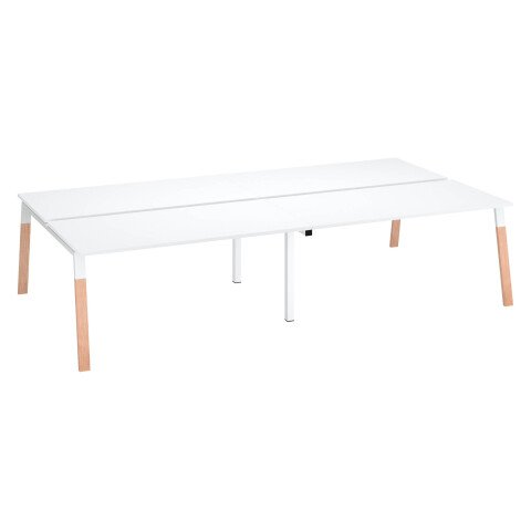 Conjunto de 4 mesas blancas Ecla An 160 x Fon 80 cm con patas metal y madera