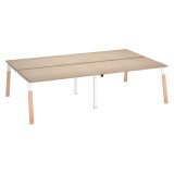 Pôle de 4 bureaux droits L 140 x P 80 cm, piétement bois métal - Arch