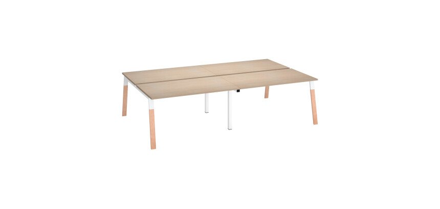Pôle de 4 bureaux droits L 280 x P 166 cm, piétement bois métal - Arch