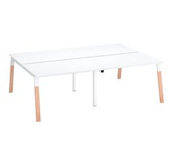 Pôle de 4 bureaux L 240 x P 166 cm, piétement bois métal - Arch