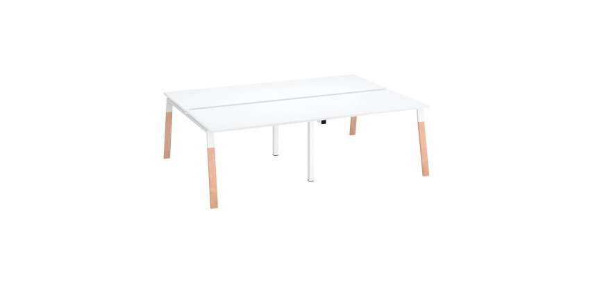 Pôle de 4 bureaux L 240 x P 166 cm, piétement bois métal - Arch