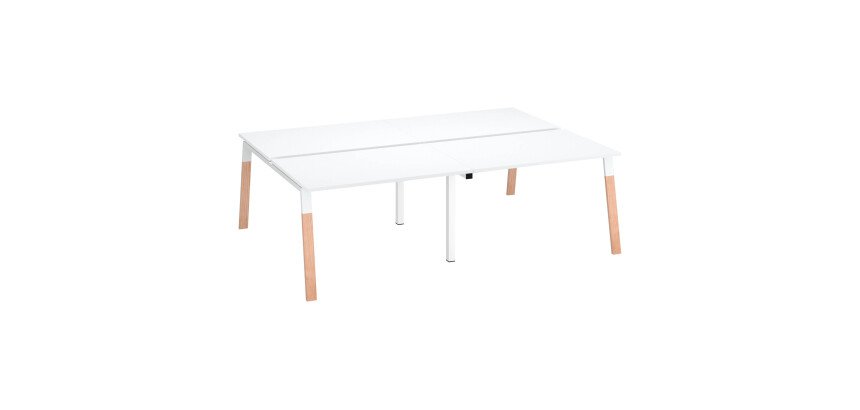 Pôle de 4 bureaux L 240 x P 166 cm, piétement bois métal - Arch
