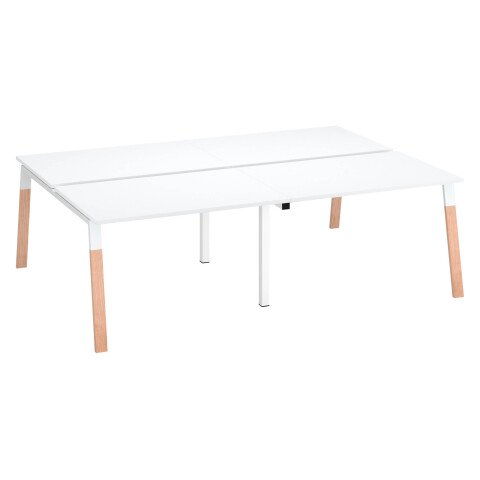 Conjunto de 4 mesas blancas Ecla An 120 x Fon 80 cm con patas metal y madera