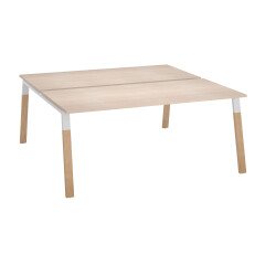 Conjunto de 2 mesas rectas Ecla patas metal y madera- Elemento inicial