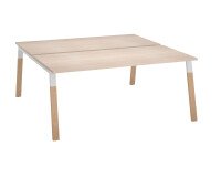 Eiland 2 werkposten Ecla B 80 cm onderstel in metaal en hout