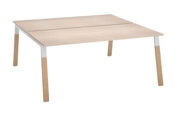 Pôle de 2 bureaux ECLA profondeur 166 piètement métal et bois