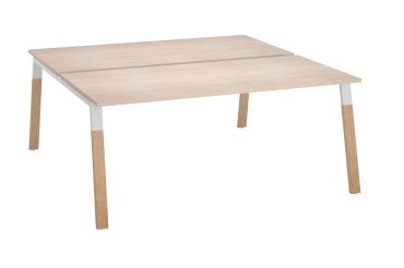 Pôle de 2 bureaux ECLA profondeur 166 piètement métal et bois