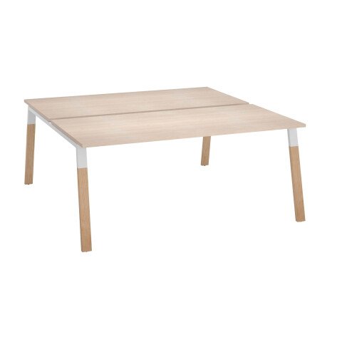 Conjunto de 2 mesas Ecla roble claro An 180 x Fon 80 cm con patas metal y madera - elemento inicial