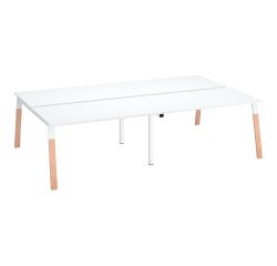 Cluster of 4 office desks ECLA with metal and wood legs