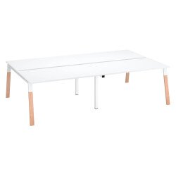 Pôle de 4 bureaux droits L 140 x P 80 cm, piétement bois métal - Arch