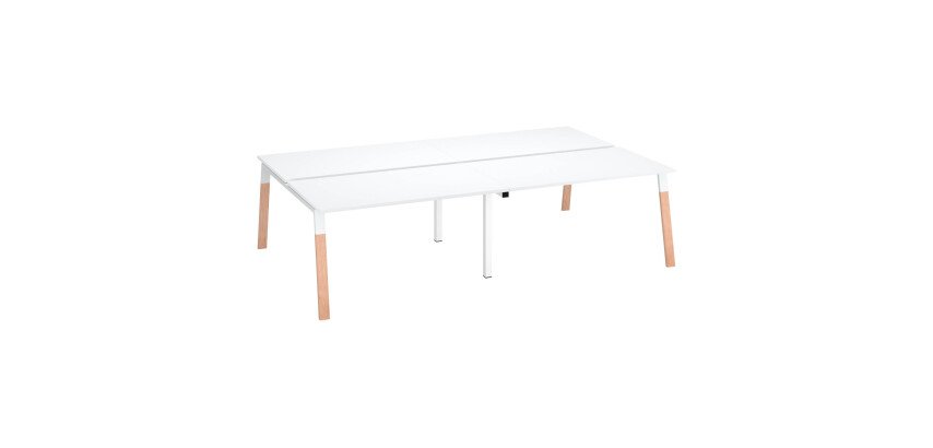 Pôle de 4 bureaux droits L 280 x P 166 cm, piétement bois métal - Arch