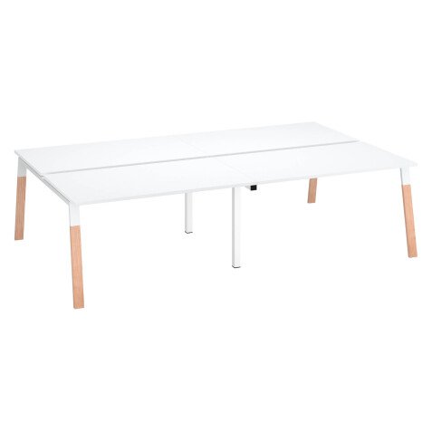Cluster of 4 office desks ECLA with metal and wood legs