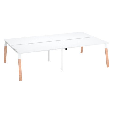 Conjunto de 4 mesas blancas Ecla An 140 x Fon 80 cm con patas metal y madera