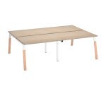 Cluster of 4 ECLA desks with metal and wood legs, depth 166 cm