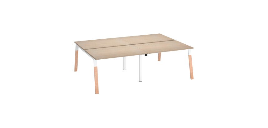 Pôle de 4 bureaux L 240 x P 166 cm, piétement bois métal - Arch