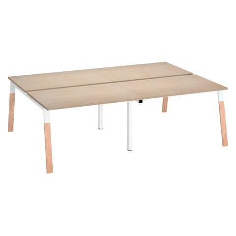 Conjunto de 4 mesas roble claro Ecla An 120 x Fon 80 cm con patas metal y madera