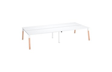 Conjunto de 4 mesas rectas Ecla patas metal y madera
