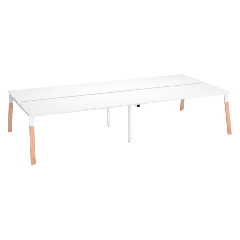 Conjunto de 4 mesas blancas Ecla An 180 x Fon 80 cm con patas metal y madera