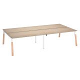 Pôle de 4 bureaux droits L 160 x P 60 cm, piétement bois métal - Arch