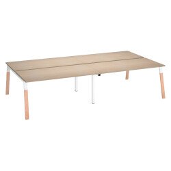 Pôle de 4 bureaux droits L 160 x P 60 cm, piétement bois métal - Arch