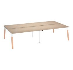 Cluster of 4 office desks ECLA with metal and wood legs