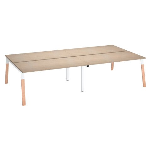 Conjunto de 4 mesas roble claro Ecla An 160 x Fon 80 cm con patas metal y madera