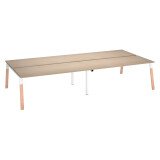Cluster of 4 office desks ECLA with metal and wood legs
