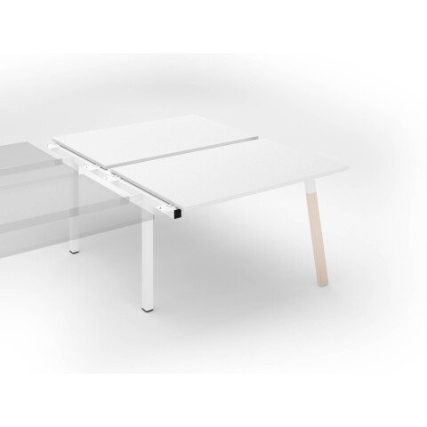 Conjunto de 2 mesas rectas blancas Ecla An 140 x Fon 80 patas metal y madera- Elemento siguiente