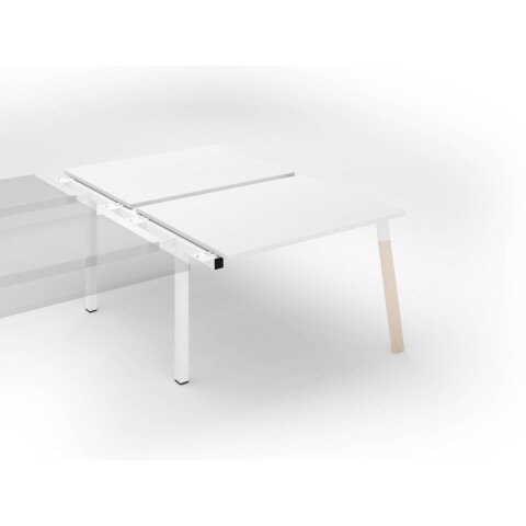 Conjunto de 2 mesas rectas blancas Ecla An 120 x Fon 80 patas metal y madera- Elemento siguiente
