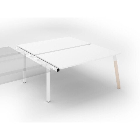 Conjunto de 2 mesas rectas blancas Ecla An 160 x Fon 80 patas metal y madera- Elemento siguiente
