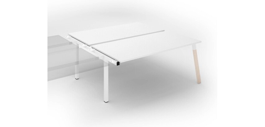 Pol aus 2 ECLA-Schreibtischen, Tiefe 166 cm, Metall-Holz-Gestell - folgendes Element