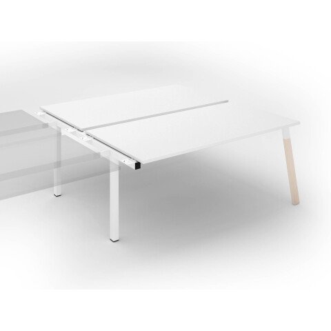 Conjunto de 2 mesas rectas blancas Ecla An 180 x Fon 80 cm patas metal y madera- Elemento siguiente