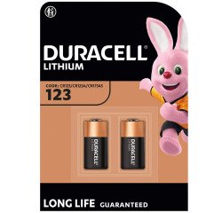 Pila de litio Duracell 123 (CR123A / CR17345), paquete de 2