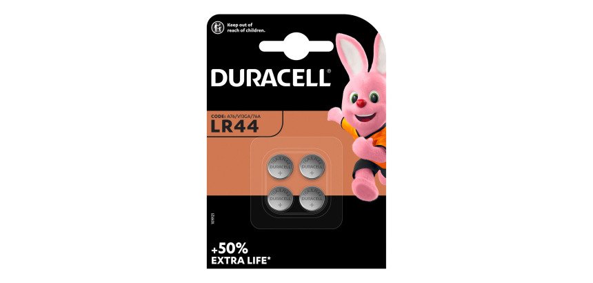 Blister de 4 piles alcalines Duracell LR 44