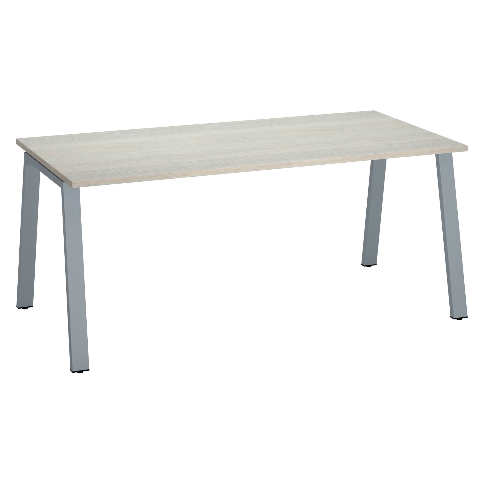 Bureau droit individuel chêne clair 180 x 80 cm, piétement métal - Arch