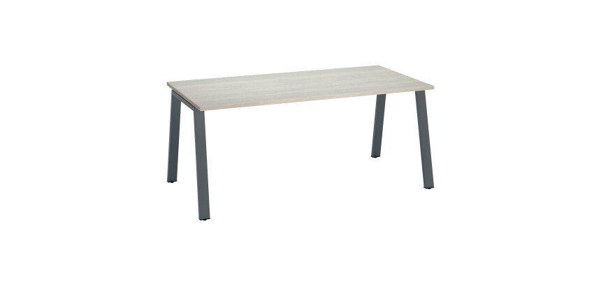 Bureau droit individuel chêne clair 180 x 80 cm, piétement métal - Arch