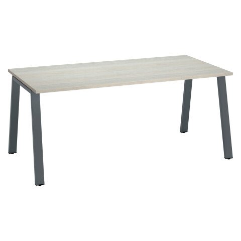 Mesa recta Ecla roble gris An 180 x Fon 80 cm patas metal antracita