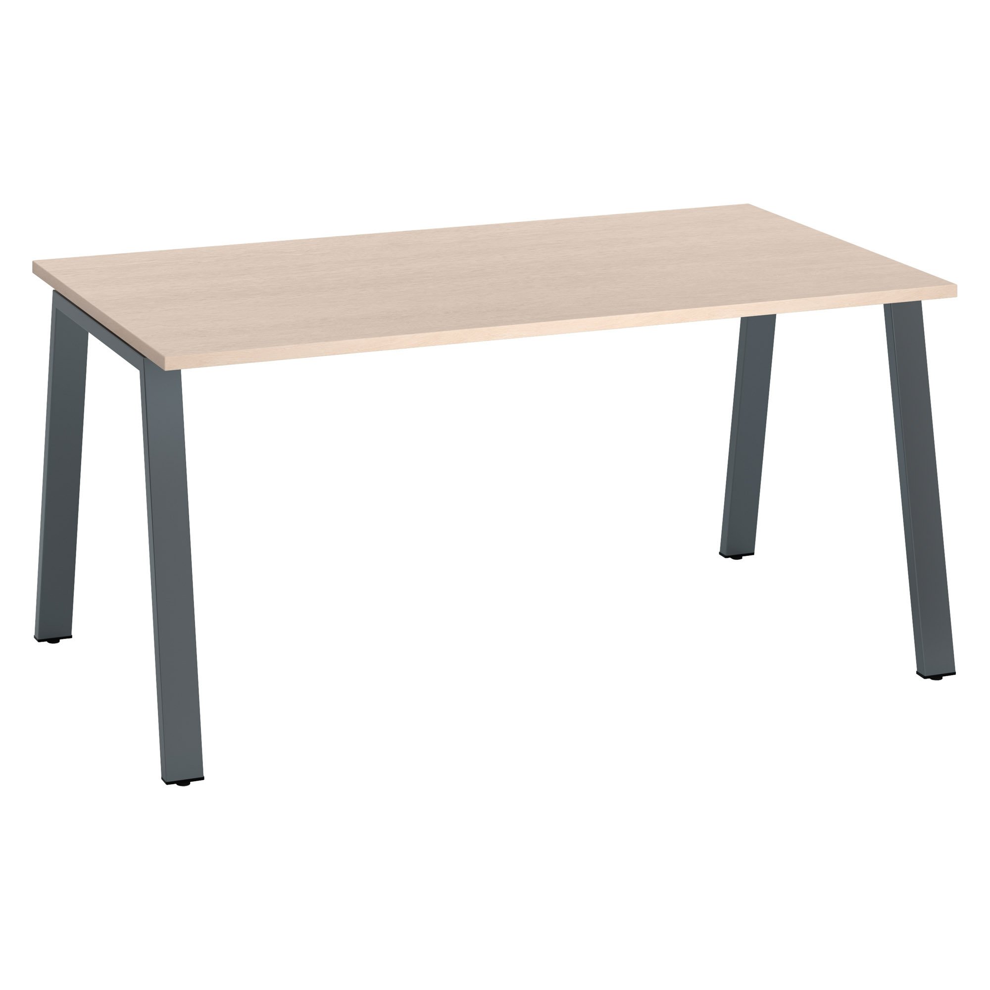 Bureau droit individuel chêne clair 160 x 80 cm, piétement métal - Arch