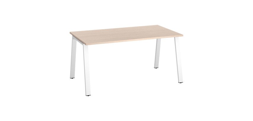 Bureau droit individuel chêne clair 160 x 80 cm, piétement métal - Arch