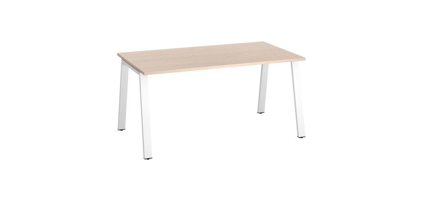 Bureau droit individuel chêne clair 160 x 80 cm, piétement métal - Arch