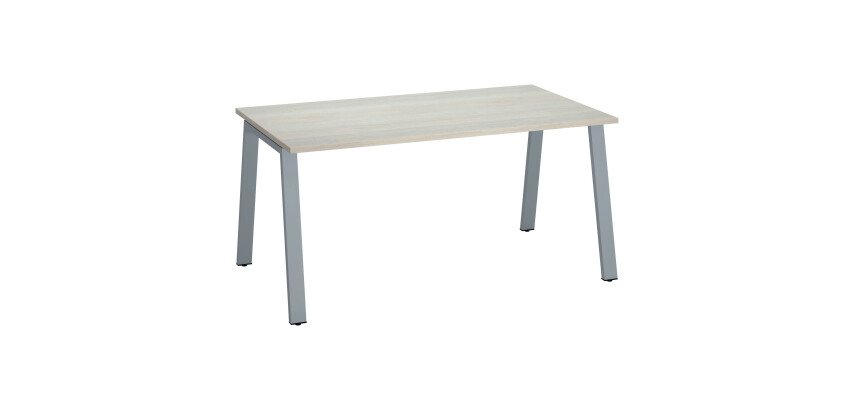 Bureau droit individuel chêne gris 160 x 80 cm, piétement métal - Arch