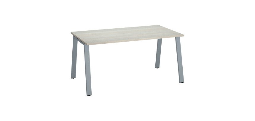 Bureau droit individuel chêne gris 160 x 80 cm, piétement métal - Arch