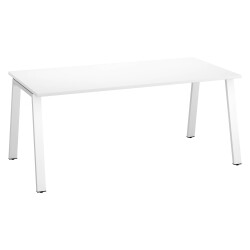 Bureau droit individuel blanc 180 x 80 cm, piétement métal - Arch