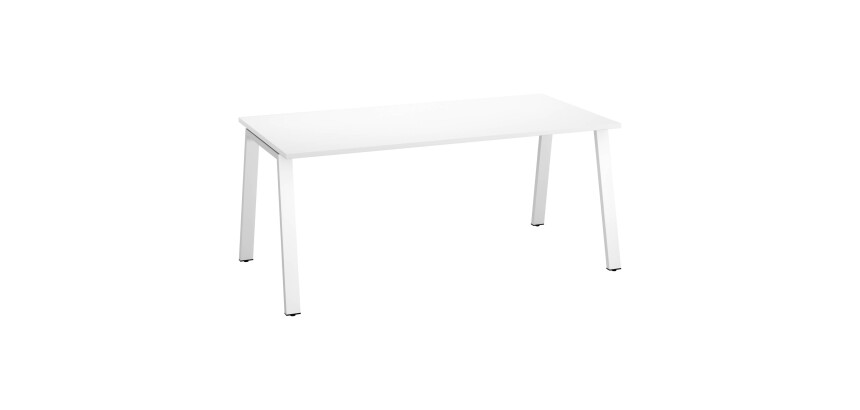 Bureau droit individuel blanc 180 x 80 cm, piétement métal - Arch