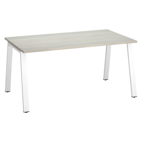 Mesa recta Ecla roble gris An 160 x Fon 80 cm patas metal blancas
