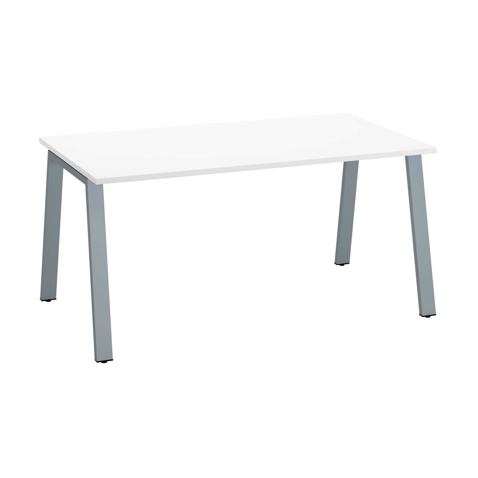 Bureau droit individuel blanc 160 x 80 cm, piétement métal - Arch