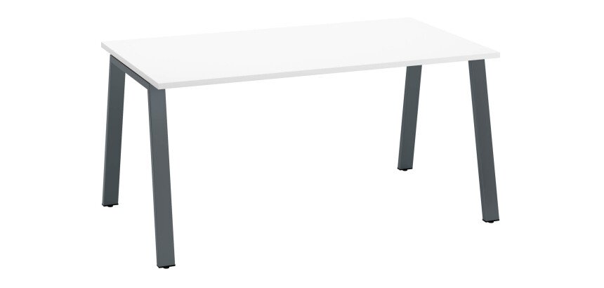 Bureau droit individuel blanc 160 x 80 cm, piétement métal - Arch