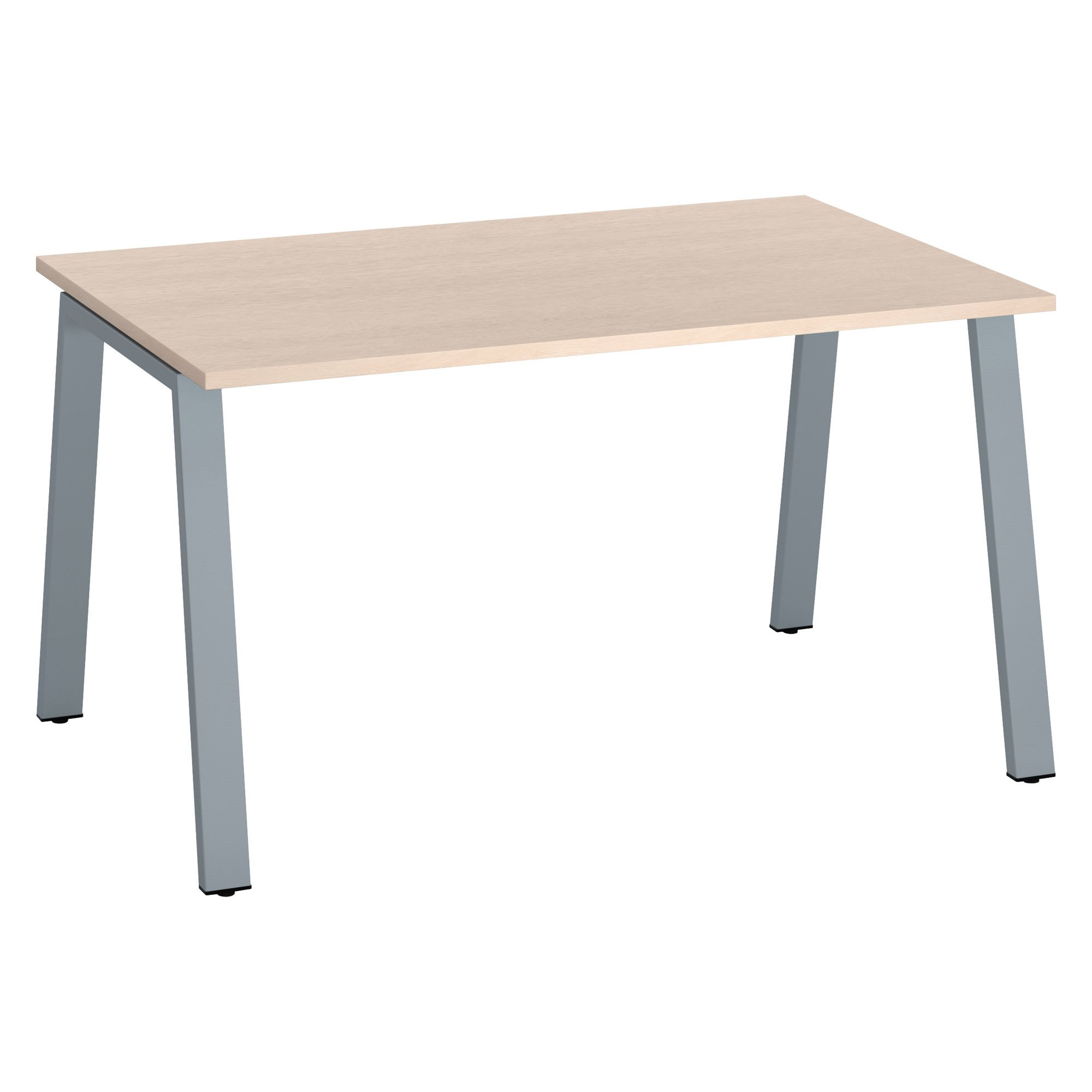 Bureau droit individuel chêne clair 140 x 80 cm, piétement métal - Arch