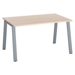 Bureau droit individuel chêne clair 140 x 80 cm, piétement métal - Arch
